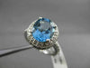 ESTATE LARGE 3.89CTW DIAMOND & AAA BLUE TOPAZ 14KT WHITE GOLD 3D OVAL FUN RING
