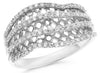 ESTATE .35CT DIAMOND 14KT WHITE GOLD 3D CLASSIC MULTI ROW CHECKER FUN LOVE RING