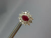LARGE 2.13CT DIAMOND & AAA RUBY 14K WHITE GOLD OVAL & ROUND FLOWER STUD EARRINGS