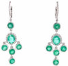 LARGE 5.52CT DIAMOND & AAA EMERALD 18KT WHITE GOLD OVAL & ROUND FLOWER EARRINGS