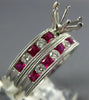 1.6CT DIAMOND & AAA RUBY 14KT WHITE GOLD 3D ROUND & PRINCESS ENGAGEMENT RING SET