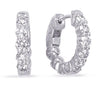 .49CT DIAMOND 14KT WHITE GOLD 3D ROUND SHARED PRONG HUGGIE HOOP HANGING EARRINGS