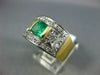 ANTIQUE WIDE 1.25CT DIAMOND & AAA EMERALD 14KT 2 TONE GOLD ENGAGEMENT RING #2008