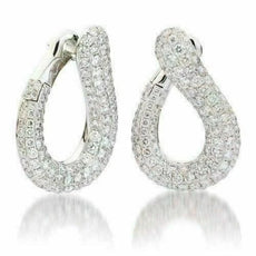 ESTATE 4.80CT DIAMOND 18KT WHITE GOLD MULTI ROW LOVE KNOT SEMI INFINITY EARRINGS