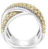 2.58CT WHITE & FANCY YELLOW DIAMOND 18KT WHITE GOLD CRISS CROSS ANNIVERSARY RING