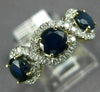 ESTATE 2.1CT DIAMOND & AAA SAPPHIRE 14K YELLOW GOLD THREE STONE ANNIVERSARY RING