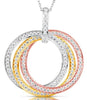 ESTATE 1.81CT DIAMOND 14KT TRI COLOR GOLD CLASSIC TRINITY LOVE FLOATING PENDANT