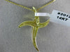 ESTATE .05CT DIAMOND 14K WHITE & YELLOW GOLD 3D HEART ETOILE CROSS PENDANT #2012