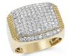 ESTATE LARGE 1.95CT DIAMOND 14K YELLOW GOLD MULTI ROW SQUARE PAVE MENS RING
