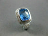 ESTATE LARGE 14.4CT EXTRA FACET BLUE TOPAZ & DIAMONDS 14KT W GOLD EARRINGS 21801