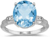 ESTATE 4.0CT DIAMOND & AAA BLUE TOPAZ 14KT WHITE GOLD OVAL & ROUND BAMBOO RING