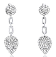 .70CT DIAMOND 14KT WHITE GOLD ROUND FLOWER TEAR DROP LOVE KNOT HANGING EARRINGS