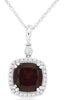 2.93CT DIAMOND & AAA GARNET 14KT WHITE GOLD 3D CUSHION & ROUND FILIGREE PENDANT