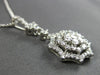 ESTATE LARGE .94CT DIAMOND 18KT WHITE GOLD 3D FLOWER STARBURST FLOATING PENDANT