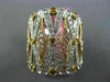 LARGE 1.74CT WHITE PINK & FANCY YELLOW DIAMOND 18KT TRI COLOR GOLD FILIGREE RING