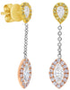.90CT WHITE & FANCY YELLOW DIAMOND 18KT TRI COLOR GOLD HALO FUN HANGING EARRINGS