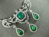 ANTIQUE LARGE 25.0CT OLD MINE DIAMOND & EMERALD 18K WHITE GOLD FILIGREE NECKLACE