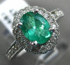 WIDE 1.30CT DIAMOND & AAA EMERALD 14KT WHITE GOLD OVAL HALO ENGAGEMENT RING 2453