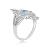 LARGE 2.01CT DIAMOND & AAA MOTHER OF PEARL 14K WHITE GOLD 3D LUCKY EVIL EYE RING