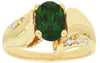 1.36CT DIAMOND & AAA GREEN GARNET 14KT YELLOW GOLD OVAL & ROUND CRISS CROSS RING