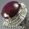ESTATE EXTRA LARGE 22.50CT DIAMOND & AAA STAR RUBY PLATINUM OVAL BALLERINA RING
