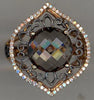 4.82CT DIAMOND & AAA SMOKY TOPAZ 14KT ROSE GOLD 3D OPEN FILIGREE LEAF FUN RING