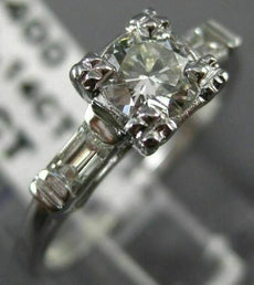 ANTIQUE .69CT ROUND DIAMOND PLATINUM 3D FILIGREE FISHTAIL ENGAGEMENT RING #20928