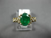 ESTATE 1.45CT DIAMOND & AAA OVAL CUT EMERALD 14KT YELLOW GOLD 3D ENGAGEMENT RING