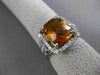 ESTATE LARGE 4.93CT DIAMOND & EXTRA FACET CITRINE 14KT WHITE GOLD HALO LEAF RING