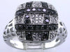 .55CT WHITE & BLACK DIAMOND 14KT WHITE GOLD 3D SQUARE CHECKER FILIGREE FUN RING