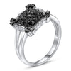 .66CT WHITE & BLACK DIAMOND 14KT WHITE GOLD CLUSTER SQUARE DOME SHAPE FUN RING