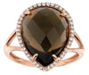 LARGE 8.57CT DIAMOND & AAA SMOKEY TOPAZ 14K ROSE GOLD 3D PEAR SHAPE & ROUND RING