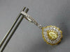 LARGE 2.4CT WHITE & CANARY DIAMOND 18KT TWO TONE GOLD TEAR DROP HANGING EARRINGS