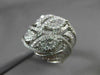 ANTIQUE LARGE 1.35CT DIAMOND 18KT WHITE GOLD 3 DIMENSIONAL LEAF FLORAL FUN RING