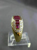 ANTIQUE WIDE 2.3CT DIAMOND & RUBY 18K YELLOW GOLD PAST PRESENT FUTURE RING 22031