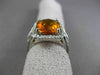 ESTATE LARGE 4.93CT DIAMOND & EXTRA FACET CITRINE 14KT WHITE GOLD HALO LEAF RING