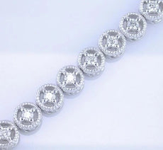 1.45CT DIAMOND 14KT WHITE GOLD ROUND 4 PRONG CIRCULAR FILIGREE TENNIS BRACELET