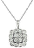 .48CT DIAMOND 14KT WHITE GOLD CLUSTER SEMI BEZEL FLOWER SQUARE FLOATING PENDANT