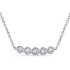 .22CT DIAMOND 14KT WHITE GOLD 5 STONE ROUND BEZEL FILIGREE MILGRAIN BAR NECKLACE