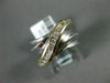 ESTATE WIDE .33CT ROUND DIAMOND 14KT TWO TONE GOLD CRISS CROSS CHANNEL FUN RING