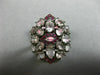 ESTATE 5.25T AAA PINK SAPPHIRE RUBY & WHITE QUARTZ 14KT WHITE GOLD 3D CROWN RING