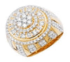 ESTATE LARGE 2.75CT DIAMOND 14KT 2 TONE GOLD MULTI ROW CLUSTER UNISEX FUN RING