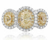 LARGE 2.78CT WHITE & FANCY YELLOW DIAMOND 18KT 2 TONE GOLD OVAL ENGAGEMENT RING