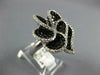 ESTATE LARGE 3.22CT WHITE & BLACK DIAMOND 14KT WHITE GOLD 3D FLOWER LOVE RING