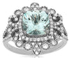 LARGE 2.50CT DIAMOND & AAA AQUAMARINE 14KT WHITE GOLD 3D FLOWER ENGAGEMENT RING