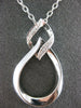 ESTATE LARGE .07CT DIAMOND 18KT WHITE GOLD 3D TEAR DROP LOVE KNOT FUN PENDANT
