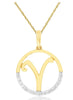 .02CT DIAMOND 14KT 2 TONE GOLD CLASSIC Y INITIAL CIRCULAR FUN FLOATING PENDANT