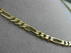 ESTATE LONG & WIDE 14KT YELLOW GOLD ITALIAN FIGARO MENS CHAIN NECKLACE #22065