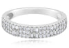 .42CT DIAMOND 14KT WHITE GOLD 3D ROUND & BAGUETTE 3 ROW WEDDING ANNIVERSARY RING