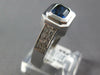 1.47CT DIAMOND & AAA SAPPHIRE 14KT WHITE GOLD EMERALD CUT BEZEL ENGAGEMENT RING